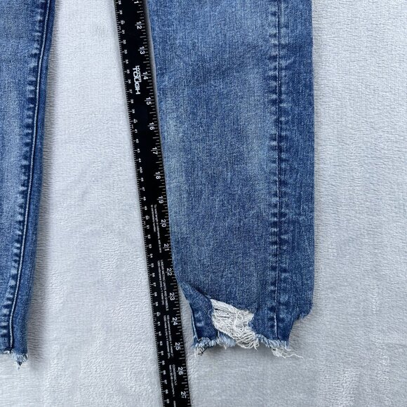 American Eagle Outfitters Skinny Jeans Womens Size 12 Distressed Mid Rise Blue - Picture 10 of 13